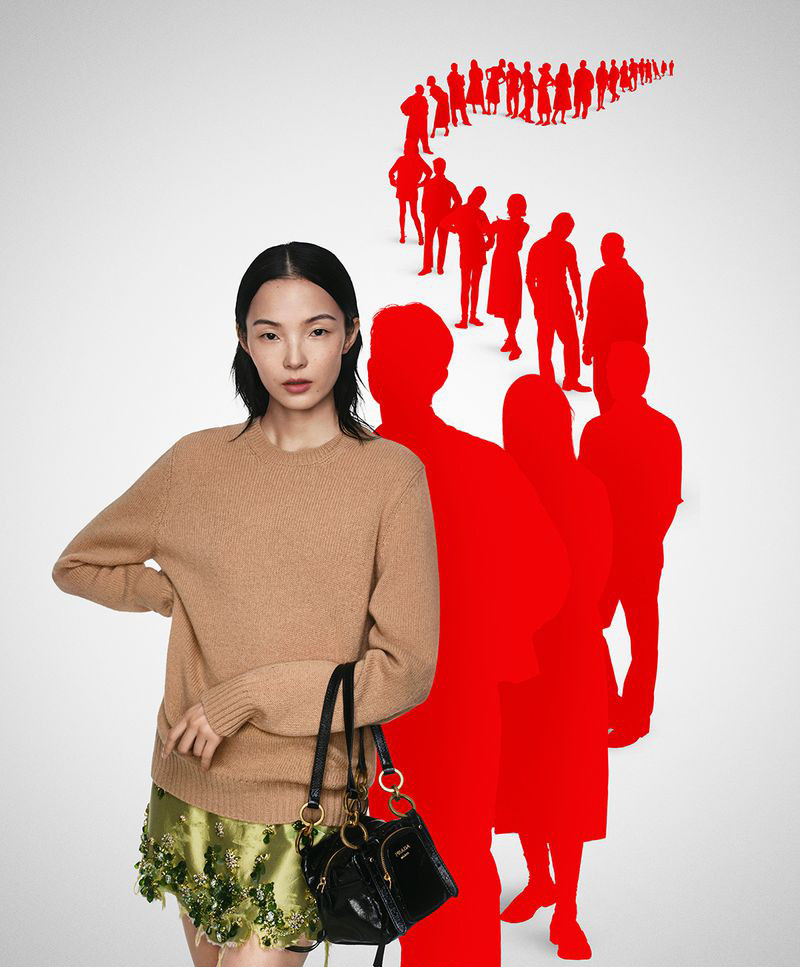 Xiao Wen Ju featured in  the Prada Lunar New Year 2025 advertisement for Spring 2025