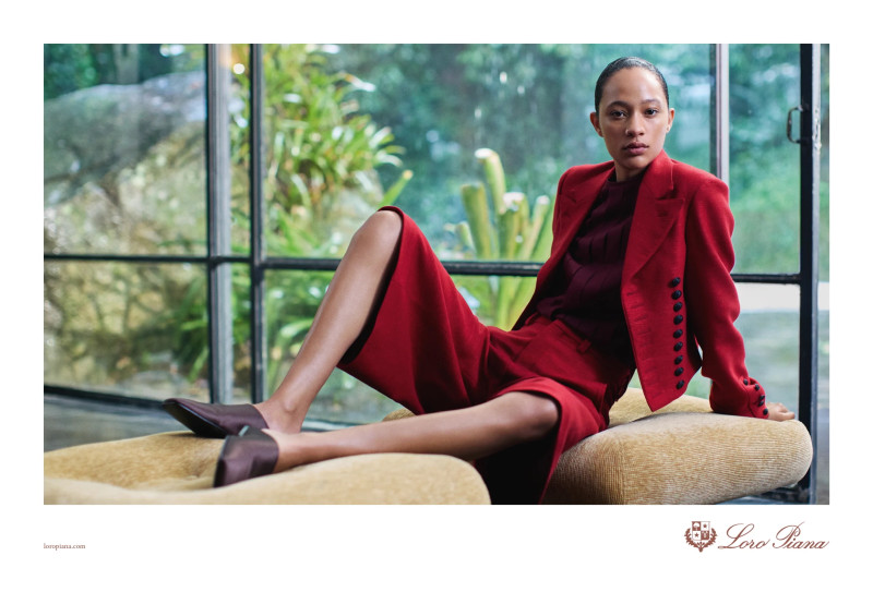 Selena Forrest featured in  the Loro Piana advertisement for Spring 2025