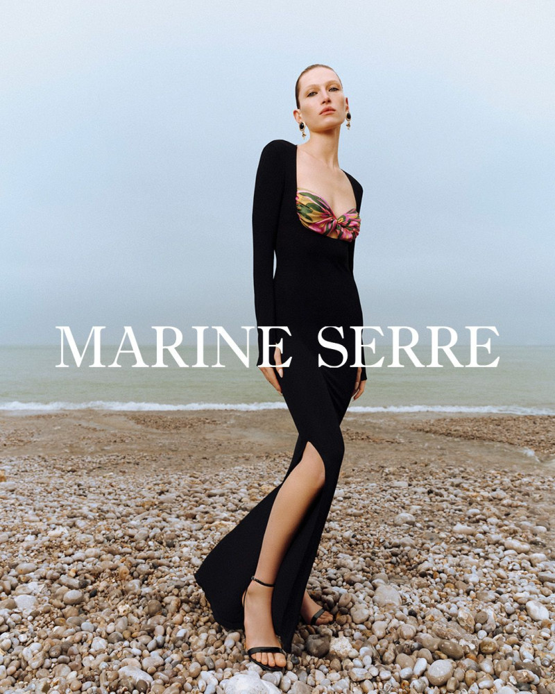 Liz Kennedy featured in  the Marine Serre Sempre Legati advertisement for Spring 2025