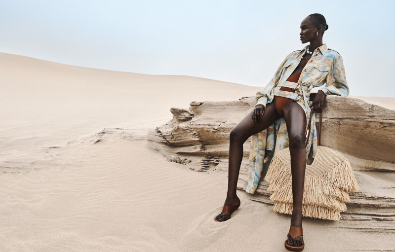 Abeny Nhial featured in  the Zimmermann advertisement for Spring 2025