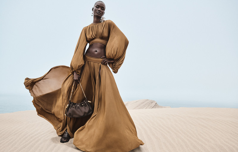 Abeny Nhial featured in  the Zimmermann advertisement for Spring 2025