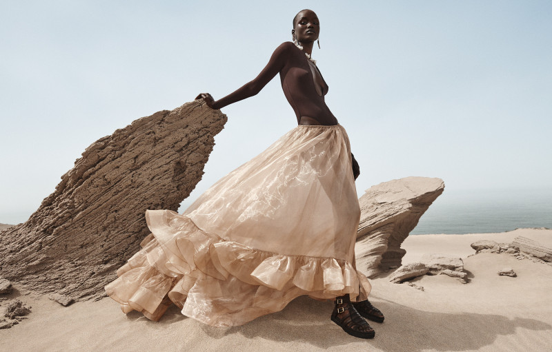 Abeny Nhial featured in  the Zimmermann advertisement for Spring 2025