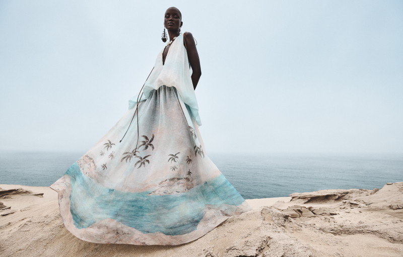 Abeny Nhial featured in  the Zimmermann advertisement for Spring 2025