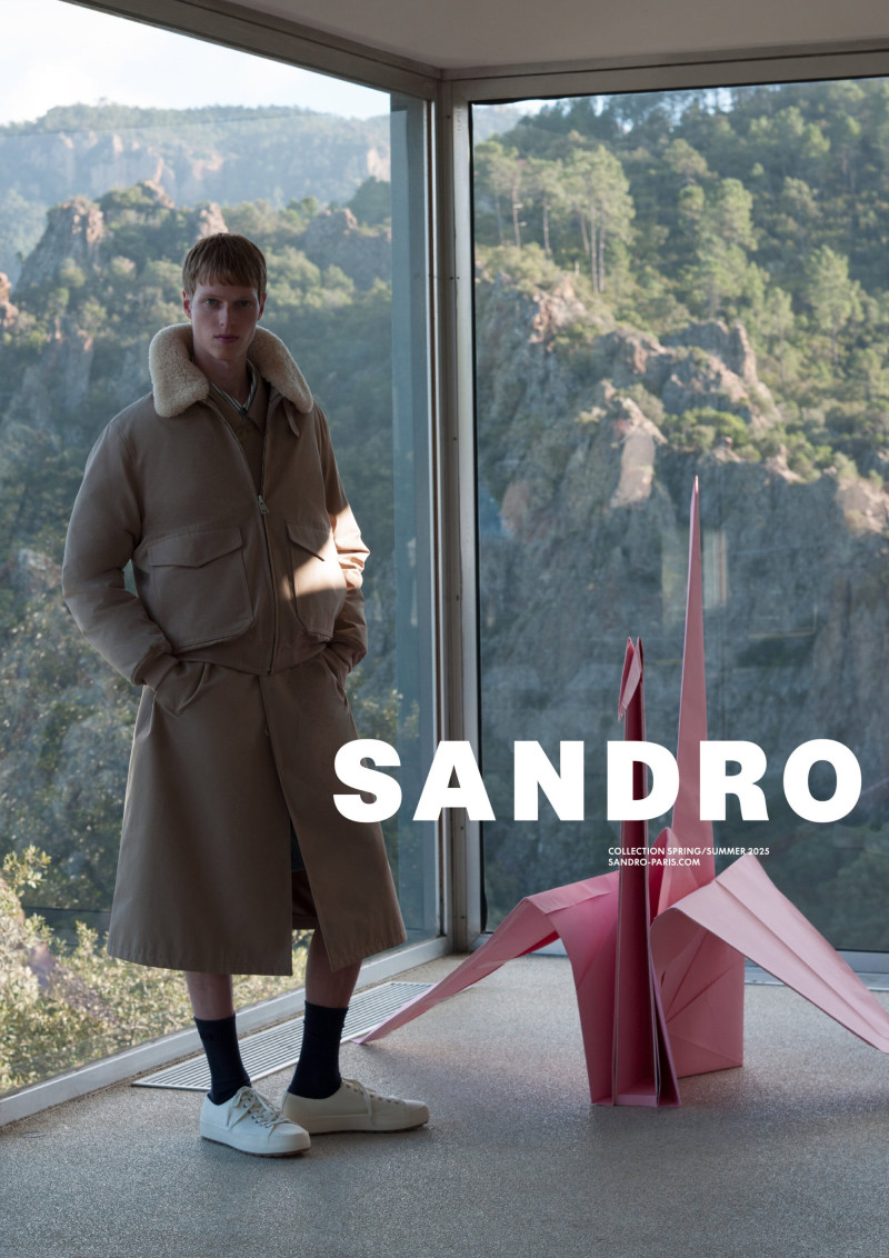 Joseph Uyttenhove featured in  the Sandro advertisement for Spring/Summer 2025