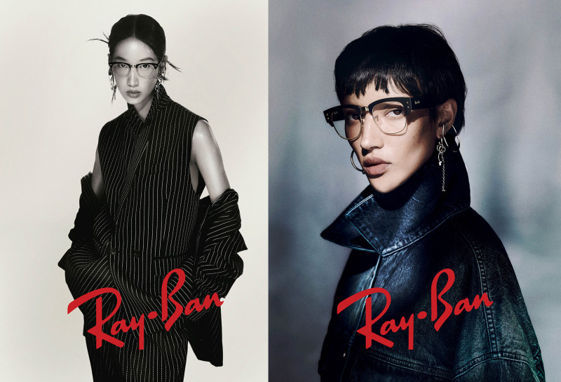 Georgia Palmer featured in  the Ray-Ban 2025 Icons advertisement for Spring/Summer 2025