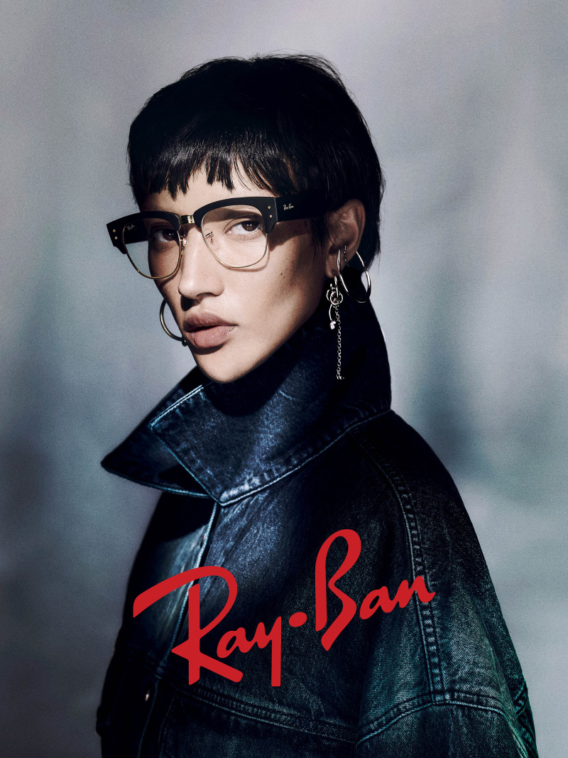 Georgia Palmer featured in  the Ray-Ban 2025 Icons advertisement for Spring/Summer 2025