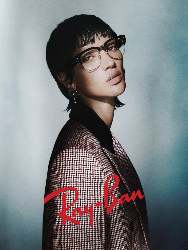 Georgia Palmer featured in  the Ray-Ban 2025 Icons advertisement for Spring/Summer 2025