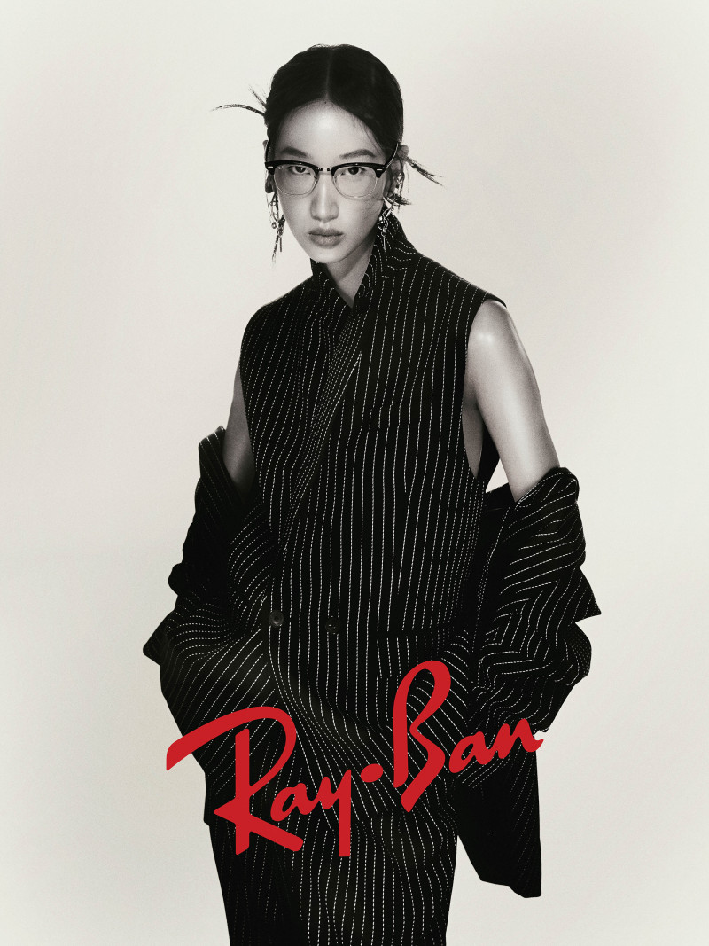Georgia Palmer featured in  the Ray-Ban 2025 Icons advertisement for Spring/Summer 2025
