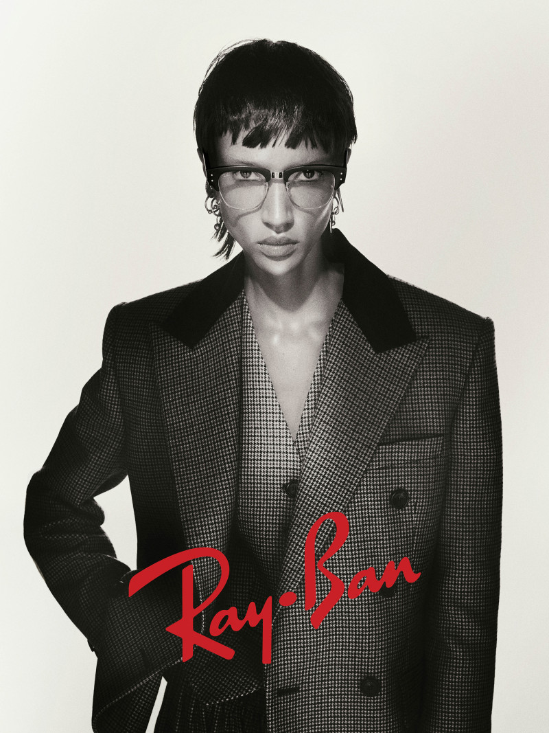 Georgia Palmer featured in  the Ray-Ban 2025 Icons advertisement for Spring/Summer 2025