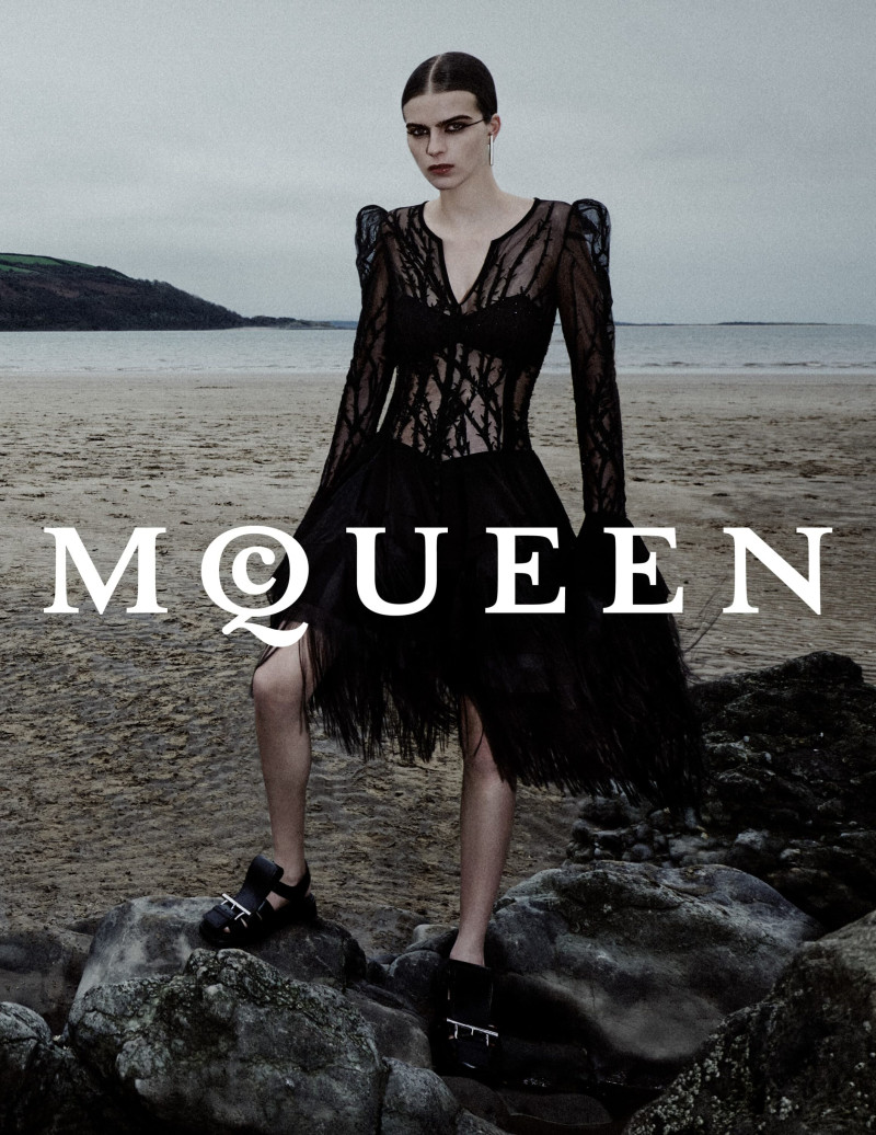 Libby Bennett featured in  the Alexander McQueen advertisement for Spring/Summer 2025
