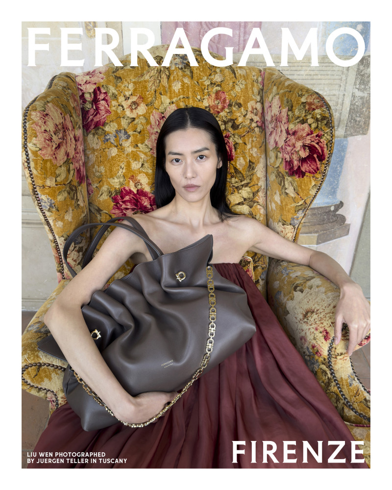 Liu Wen featured in  the Salvatore Ferragamo advertisement for Spring/Summer 2025