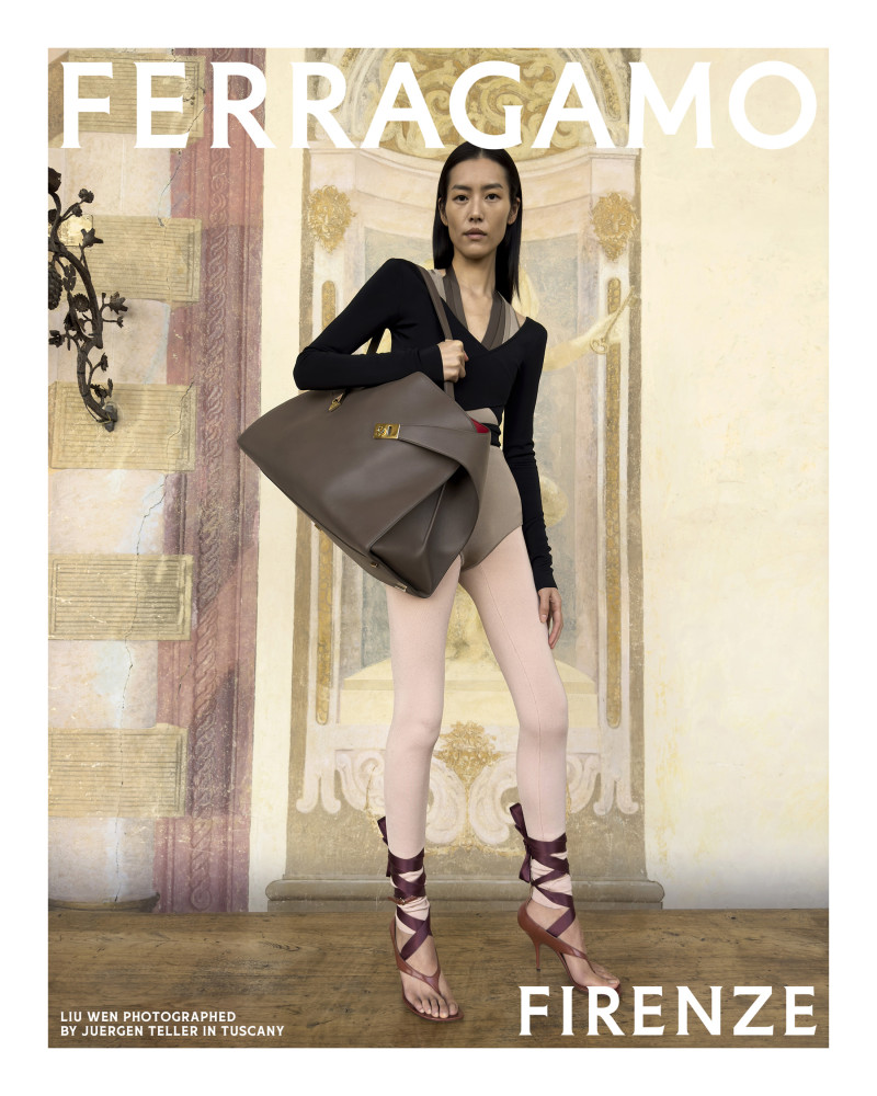 Liu Wen featured in  the Salvatore Ferragamo advertisement for Spring/Summer 2025