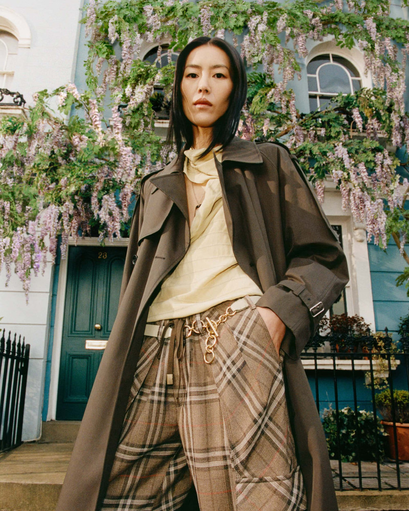 Liu Wen featured in  the Burberry London in Love 2025 Campaign advertisement for Spring/Summer 2025