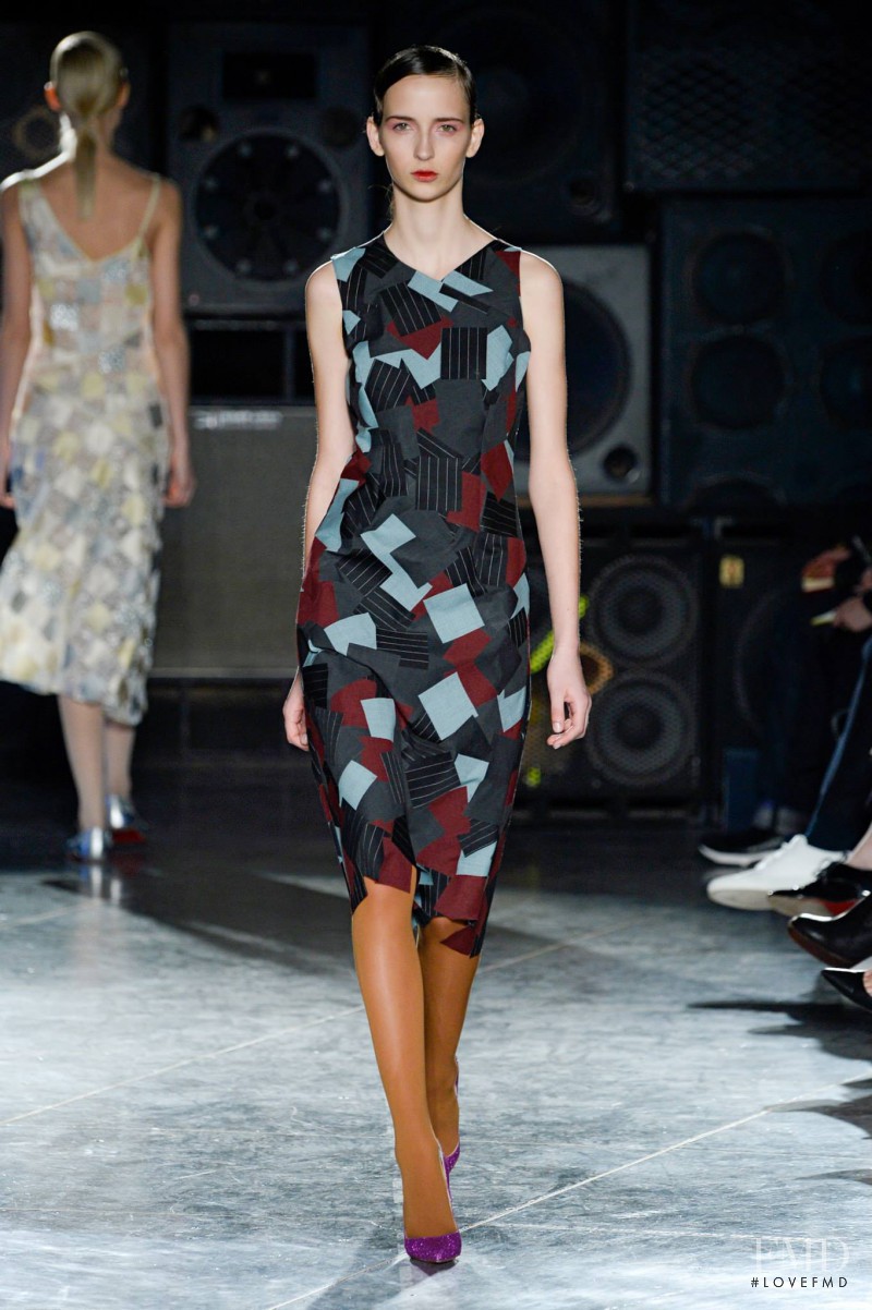 Waleska Gorczevski featured in  the Jonathan Saunders fashion show for Autumn/Winter 2014