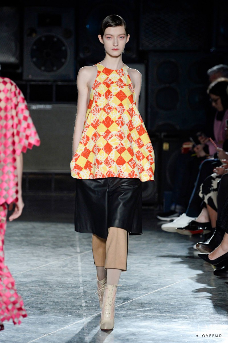 Kasia Jujeczka featured in  the Jonathan Saunders fashion show for Autumn/Winter 2014