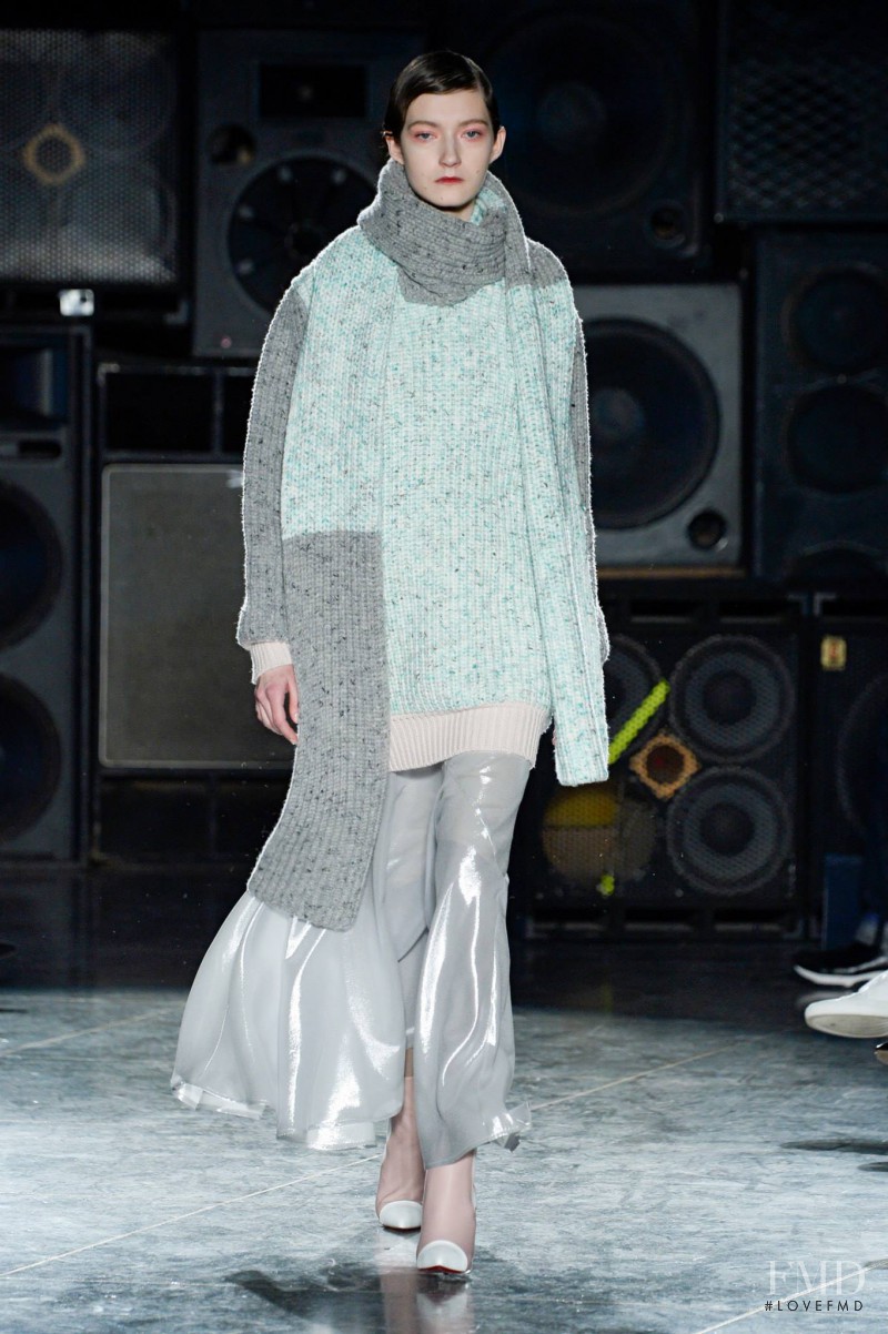 Kasia Jujeczka featured in  the Jonathan Saunders fashion show for Autumn/Winter 2014