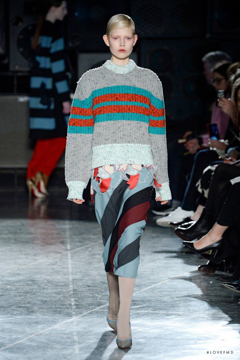 Ola Rudnicka featured in  the Jonathan Saunders fashion show for Autumn/Winter 2014