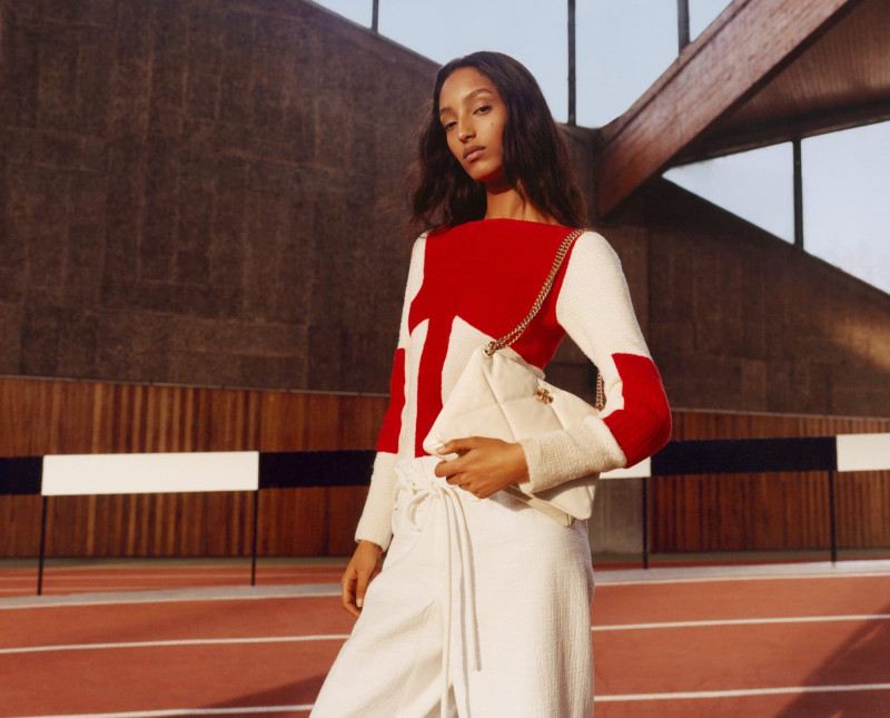 Mona Tougaard featured in  the Tory Burch advertisement for Spring/Summer 2025