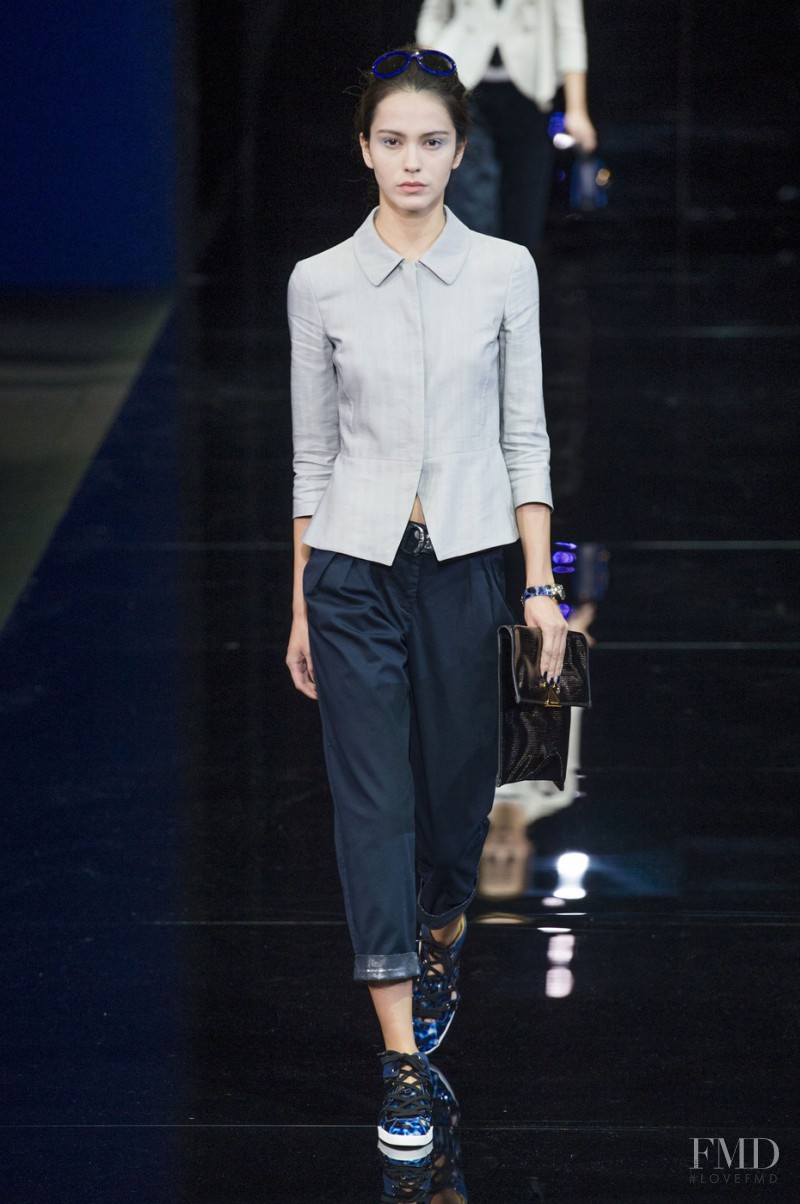 Dakota Dawn featured in  the Emporio Armani fashion show for Spring/Summer 2015