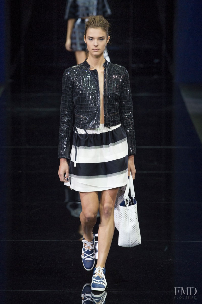 Olivia David featured in  the Emporio Armani fashion show for Spring/Summer 2015