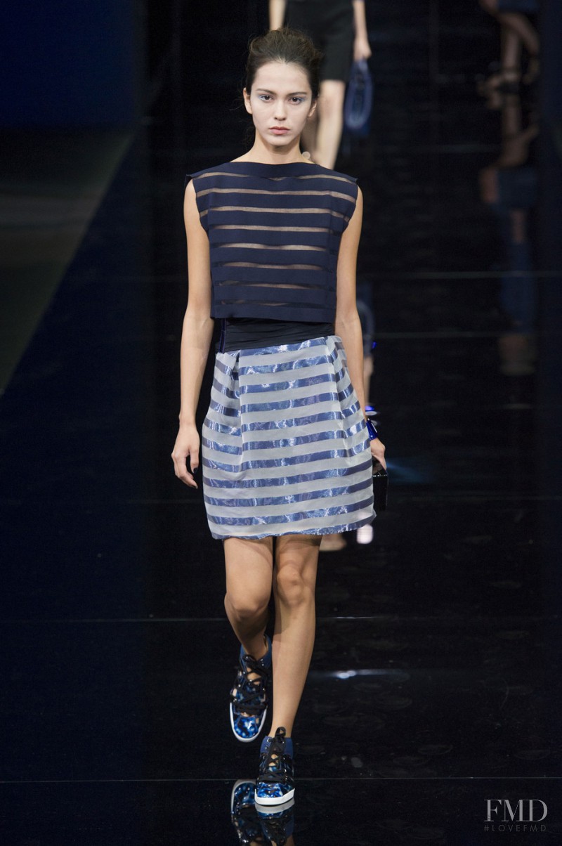 Dakota Dawn featured in  the Emporio Armani fashion show for Spring/Summer 2015