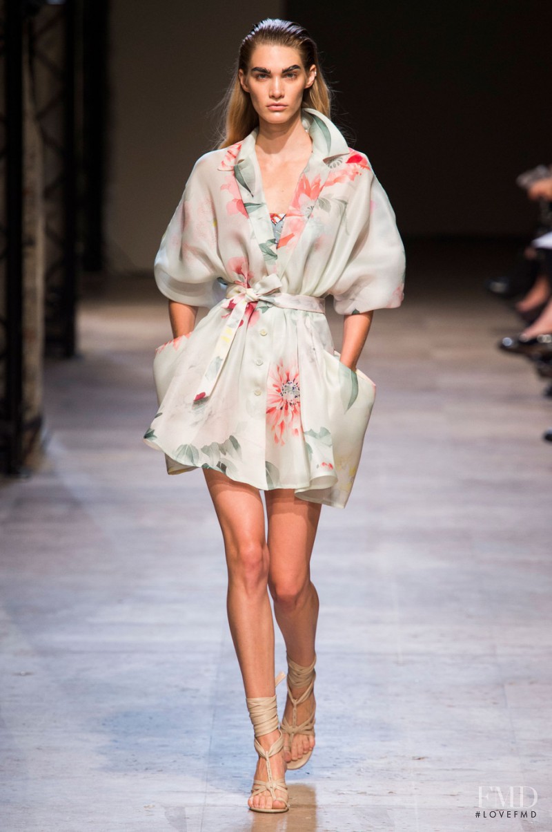 Irina Nikolaeva featured in  the Leonard fashion show for Spring/Summer 2015