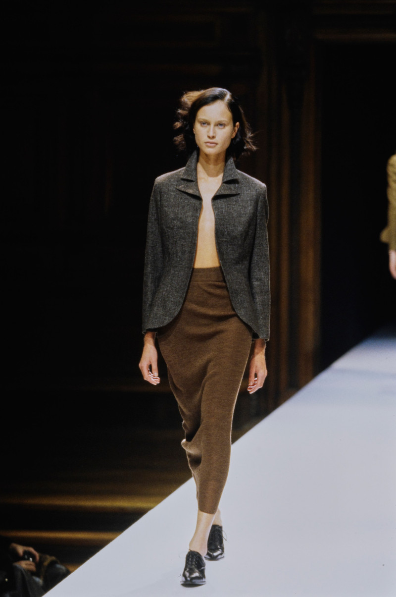 Natalia Semanova featured in  the Yohji Yamamoto fashion show for Autumn/Winter 1998