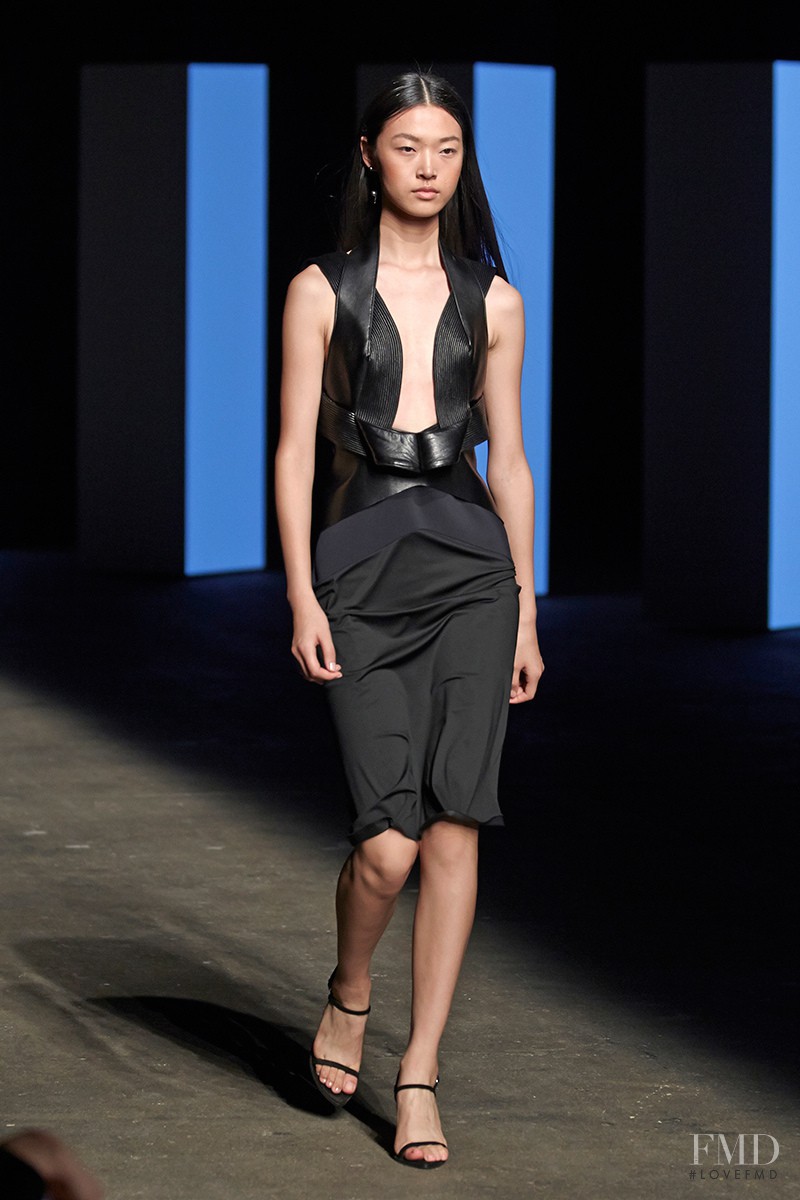 Tian Yi featured in  the Dion Lee fashion show for Spring/Summer 2014