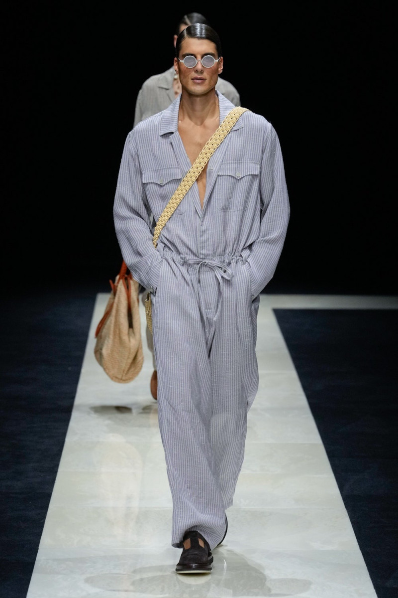 Edoardo Langone featured in  the Emporio Armani fashion show for Spring/Summer 2025