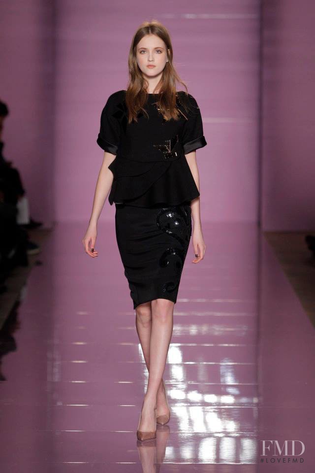 Jane Grybennikova featured in  the Les Copains fashion show for Autumn/Winter 2014