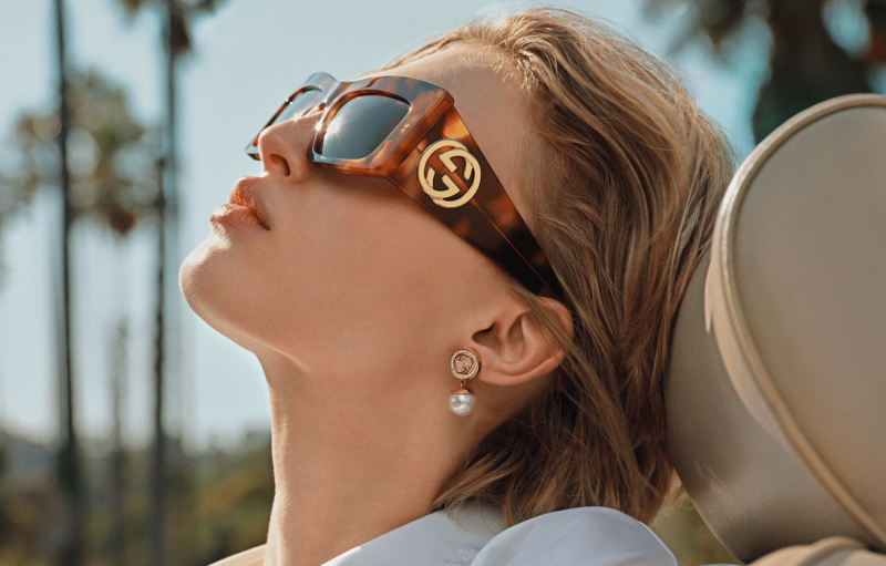 Karolina Spakowski featured in  the Gucci Eyewear advertisement for Spring/Summer 2025