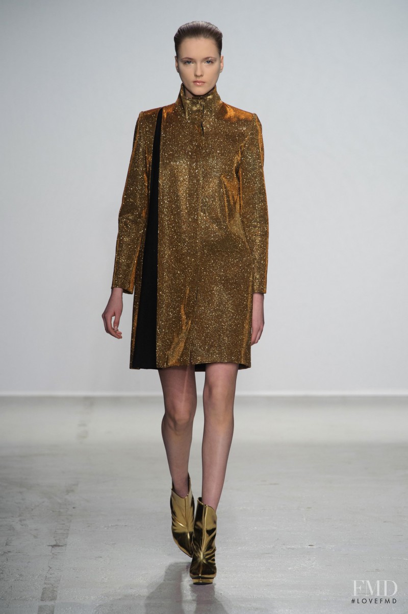 Jane Grybennikova featured in  the Amaya Arzuaga fashion show for Autumn/Winter 2014