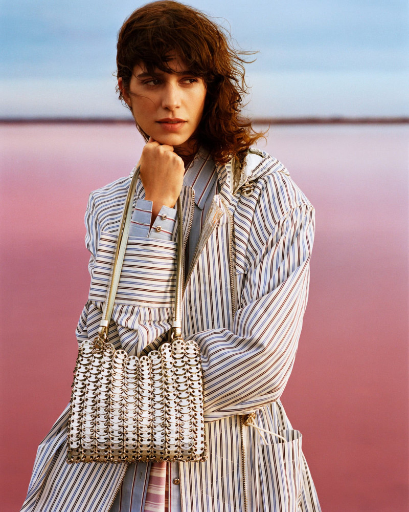 Mica Arganaraz featured in  the Paco Rabanne advertisement for Spring/Summer 2025