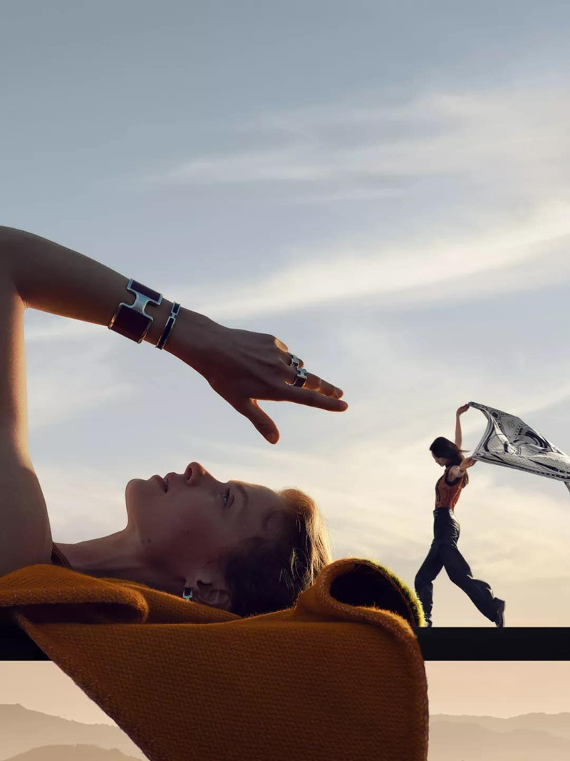 Ella McCutcheon featured in  the Hermès advertisement for Spring/Summer 2025