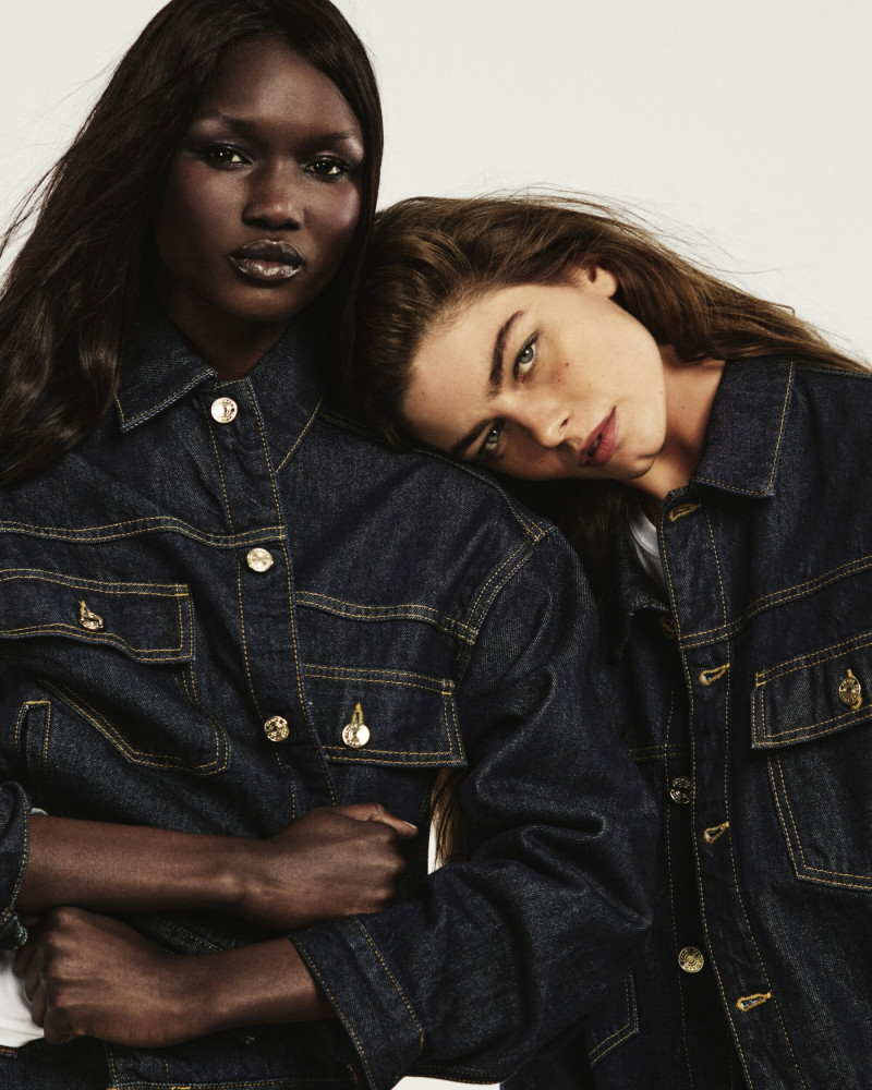 Abeny Nhial featured in  the Frame Denim advertisement for Spring 2025