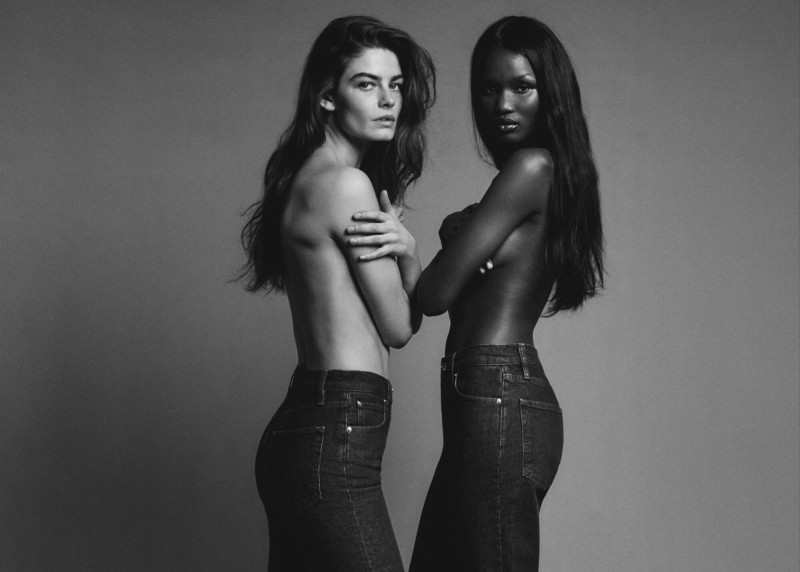 Abeny Nhial featured in  the Frame Denim advertisement for Spring 2025