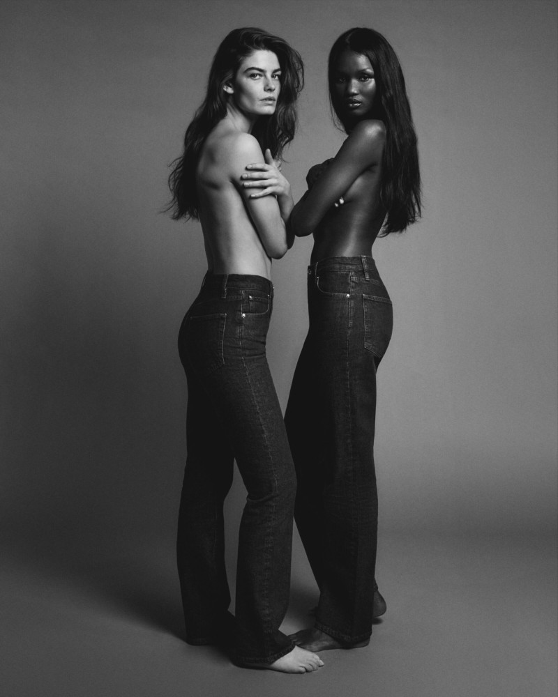 Abeny Nhial featured in  the Frame Denim advertisement for Spring 2025