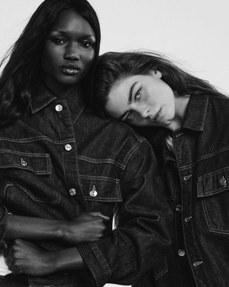 Abeny Nhial featured in  the Frame Denim advertisement for Spring 2025