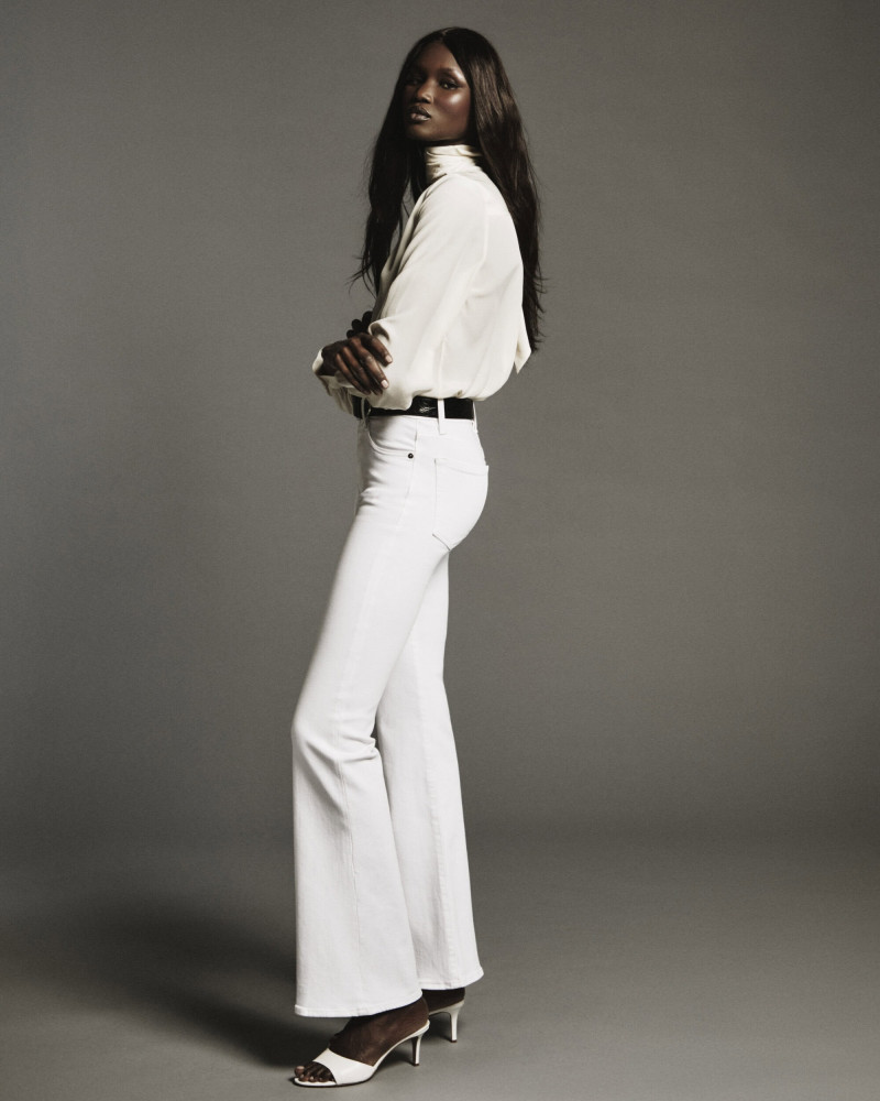 Abeny Nhial featured in  the Frame Denim advertisement for Spring 2025