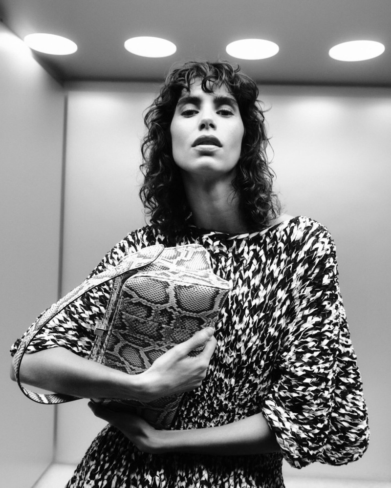Mica Arganaraz featured in  the Khaite advertisement for Spring/Summer 2025