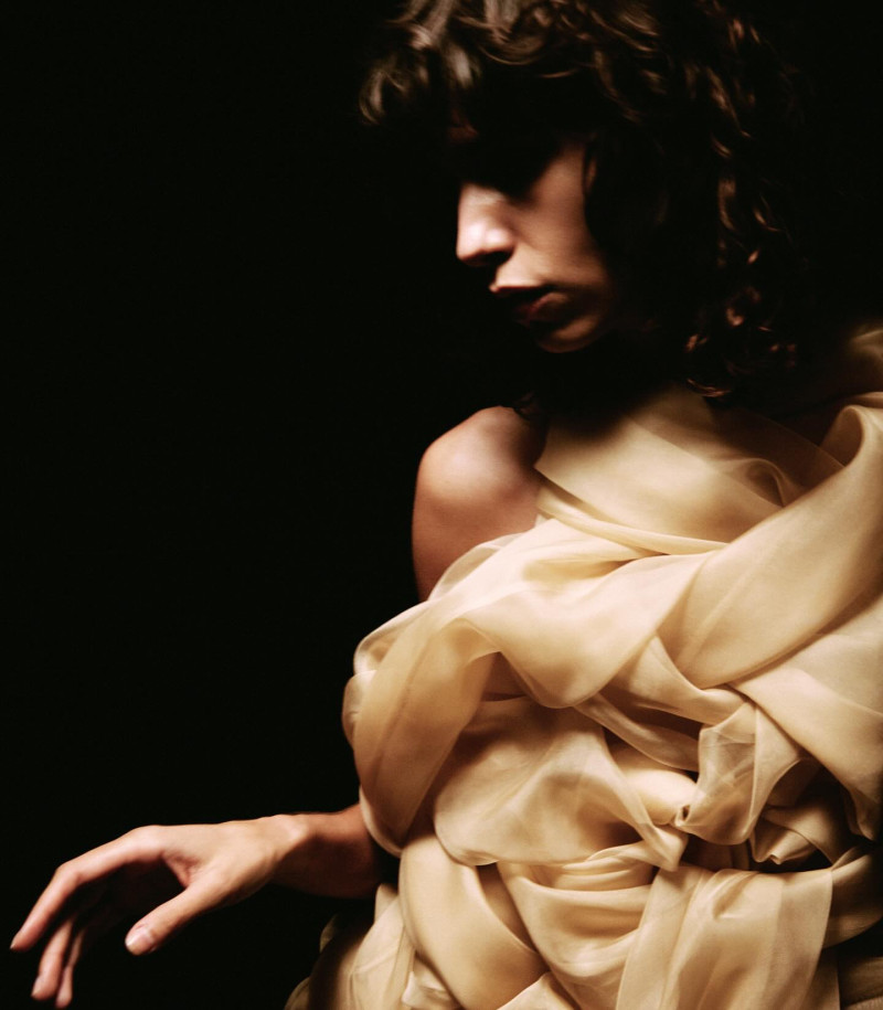 Mica Arganaraz featured in  the Khaite advertisement for Spring/Summer 2025