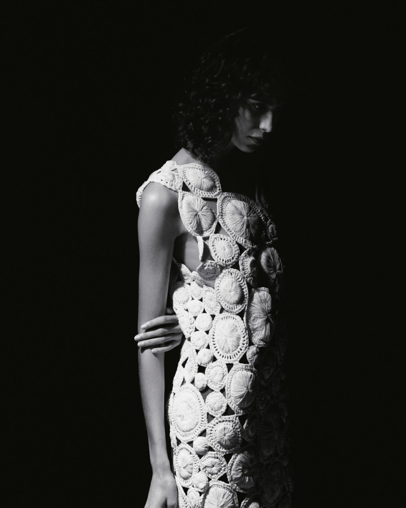 Mica Arganaraz featured in  the Khaite advertisement for Spring/Summer 2025