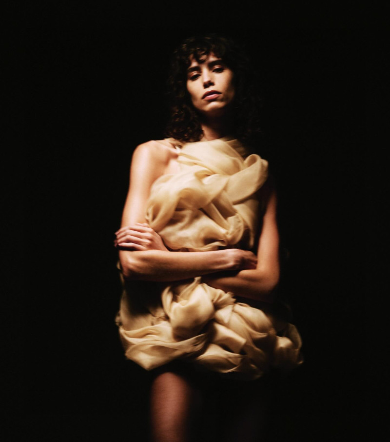 Mica Arganaraz featured in  the Khaite advertisement for Spring/Summer 2025