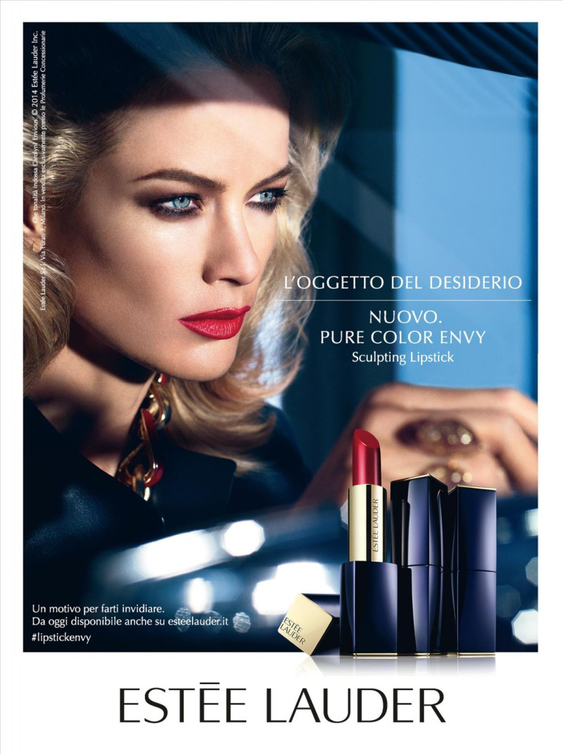 Carolyn Murphy featured in  the Estée Lauder Pure Color Envy Lipstick advertisement for Spring/Summer 2014