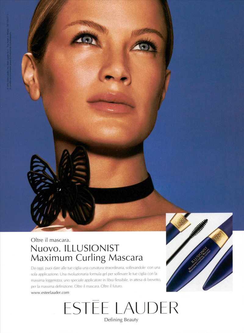 Carolyn Murphy featured in  the Estée Lauder Illusionist Maximum Curling Mascara advertisement for Spring/Summer 2002