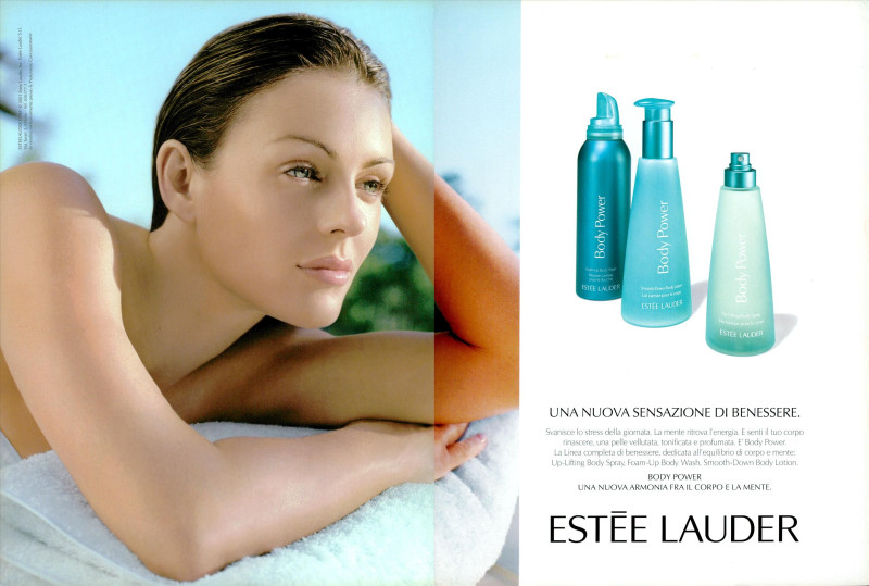 Elizabeth Hurley featured in  the Estée Lauder Body Power advertisement for Spring/Summer 2001
