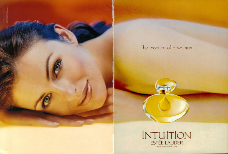 Elizabeth Hurley featured in  the Estée Lauder Intuition Fragrance advertisement for Spring/Summer 2000