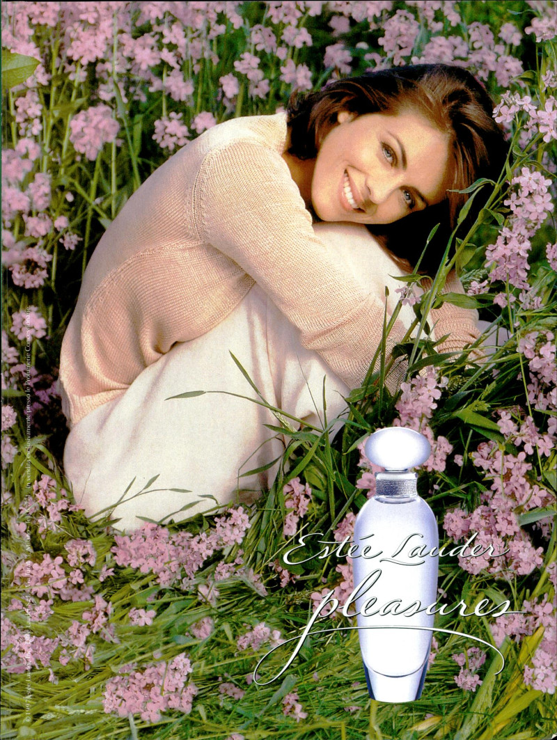 Elizabeth Hurley featured in  the Estée Lauder Pleasures Fragrance advertisement for Spring/Summer 1996