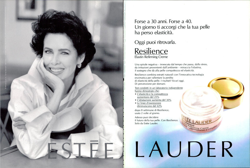 Dayle Haddon featured in  the Estée Lauder Resilience advertisement for Autumn/Winter 1993