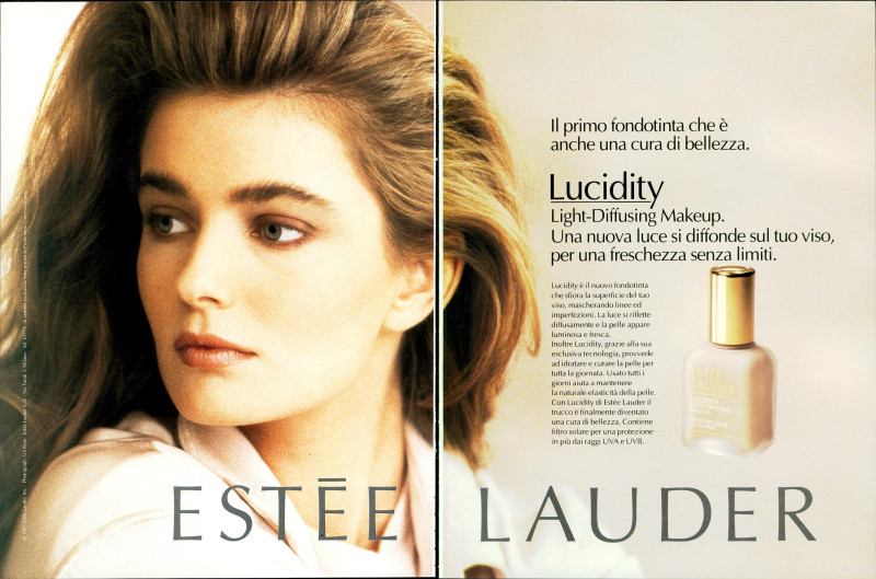 Paulina Porizkova featured in  the Estée Lauder Lucidity advertisement for Spring/Summer 1993